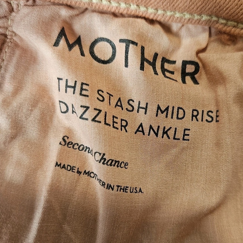 Mother The Stash Mid-Rise Dazzler Ankle Jeans Size 28 Pink Salmon Apricot - Picture 4 of 11